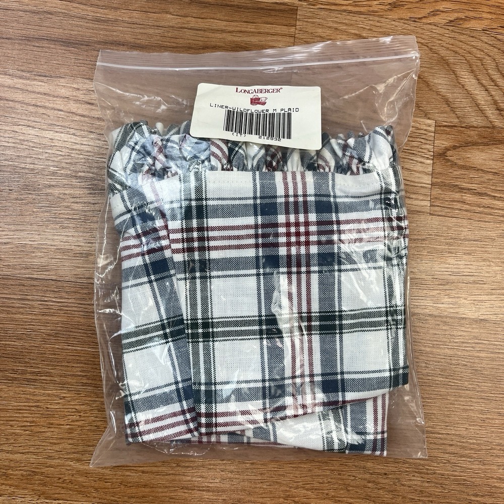 Longaberger Fabric Liner‎ for Wildflower Basket Market Day Plaid NEW  LINER ONLY